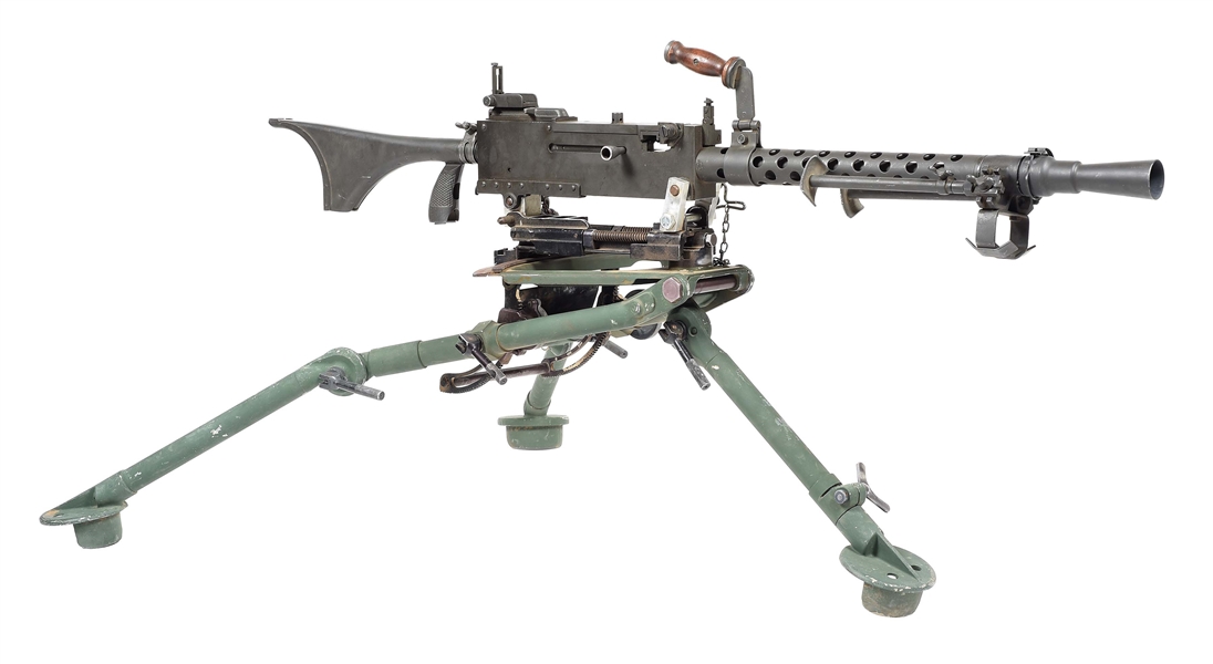 (N) HIGHLY DESIRABLE RAMO REGISTERED SIDEPLATE BROWNING MODEL 1919A6 MACHINE GUN ON ADAPTED LIGHTWEIGHT “SOFTMOUNT” TRIPOD (FULLY TRANSFERABLE).