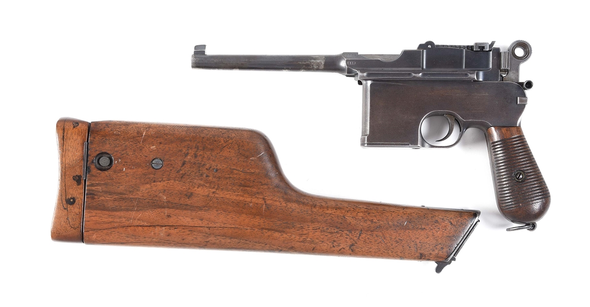 (C) RARE MAUSER C96 LARGE RING FLATSIDE .30 MAUSER SEMI-AUTOMATIC PISTOL, WITH MATCHING STOCK.