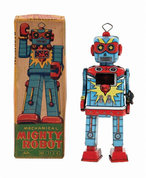 ULTRA-RARE JAPANESE TIN-LITHO WIND-UP MIGHTY ROBOT.