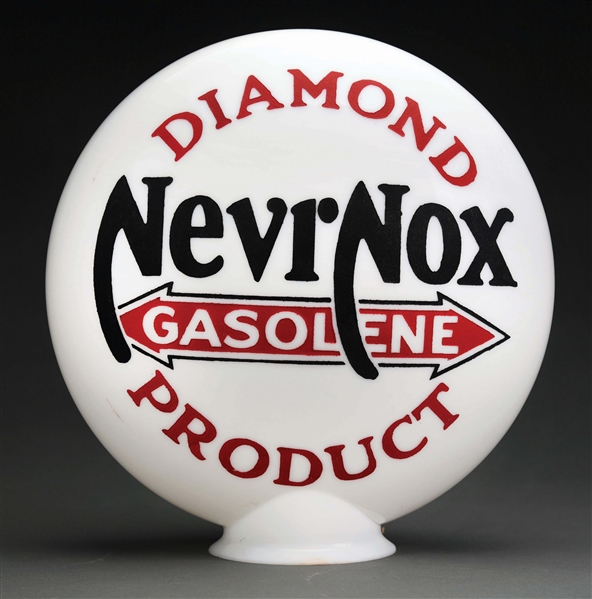 OUTSTANDING DIAMOND NEVR NOX GASOLINE ONE PIECE ETCHED GLOBE.