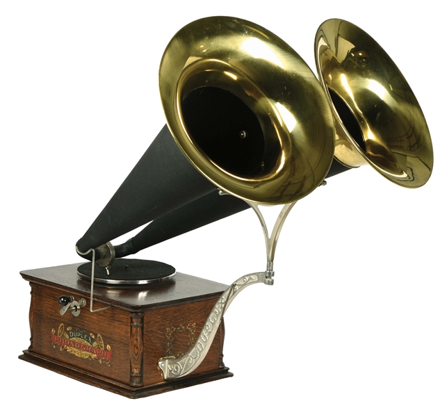 DOUBLE HORN DUPLEX PHONOGRAPH BY THE DUPLEX PHONOGRAPH COMPANY, CHICAGO. 