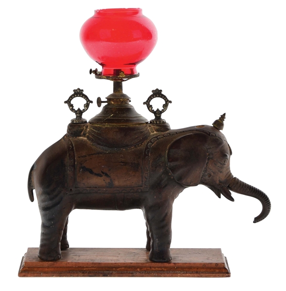 FIGURAL ELEPHANT CIGAR CUTTER AND LAMP LIGHTER.