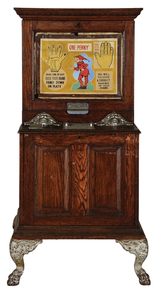 1¢ AHRENS "ELECTRIC PALMISTRY" PALM READER FORTUNE MACHINE. 