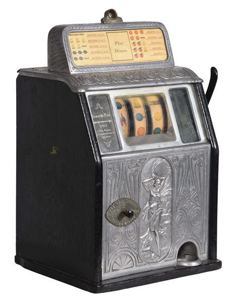 10¢ CAILLE BROS. SUPERIOR "NUDE FRONT" SKILL STOP SLOT MACHINE.