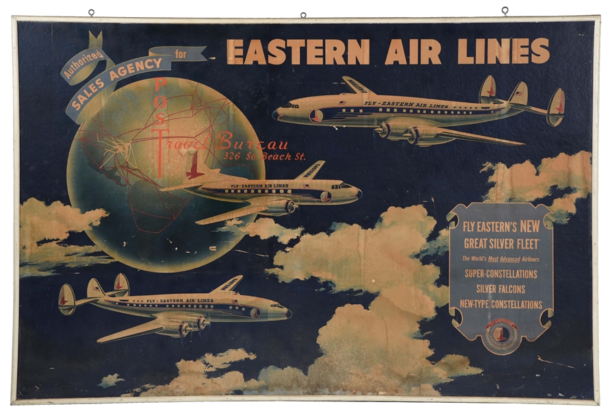 MONUMENTAL EASTERN AIRLINES SALES AGENCY BILLBOARD POSTER SIGN.