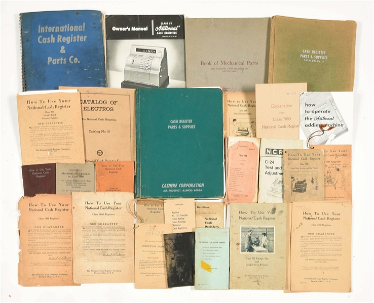 LARGE LOT OF NATIONAL CASH REGISTER DOCUMENTS AND MANUALS.