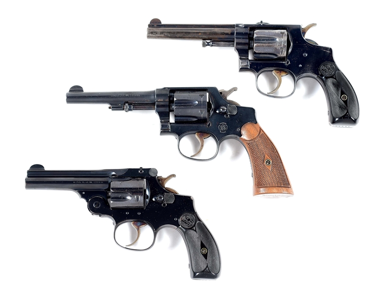 (C) GREAT COLLECTORS LOT OF SMITH & WESSON 1896 1ST MODEL, PERFECTED DOUBLE ACTION AND REGULATION POLICE REVOLVERS.