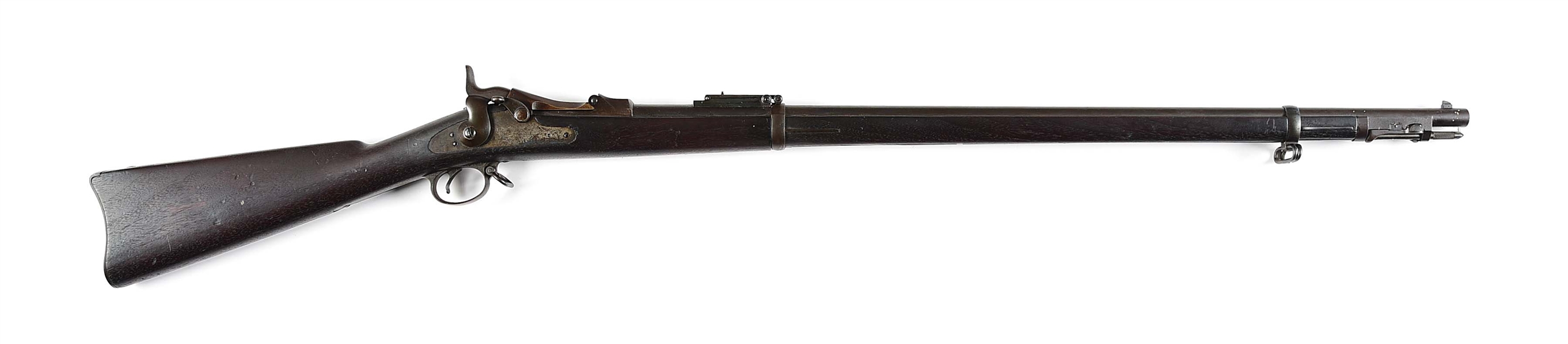 (A) SPRINGFIELD MODEL 1884 SINGLE SHOT .45-70 RIFLE WITH EXPERIMENTAL ROD BAYONET.