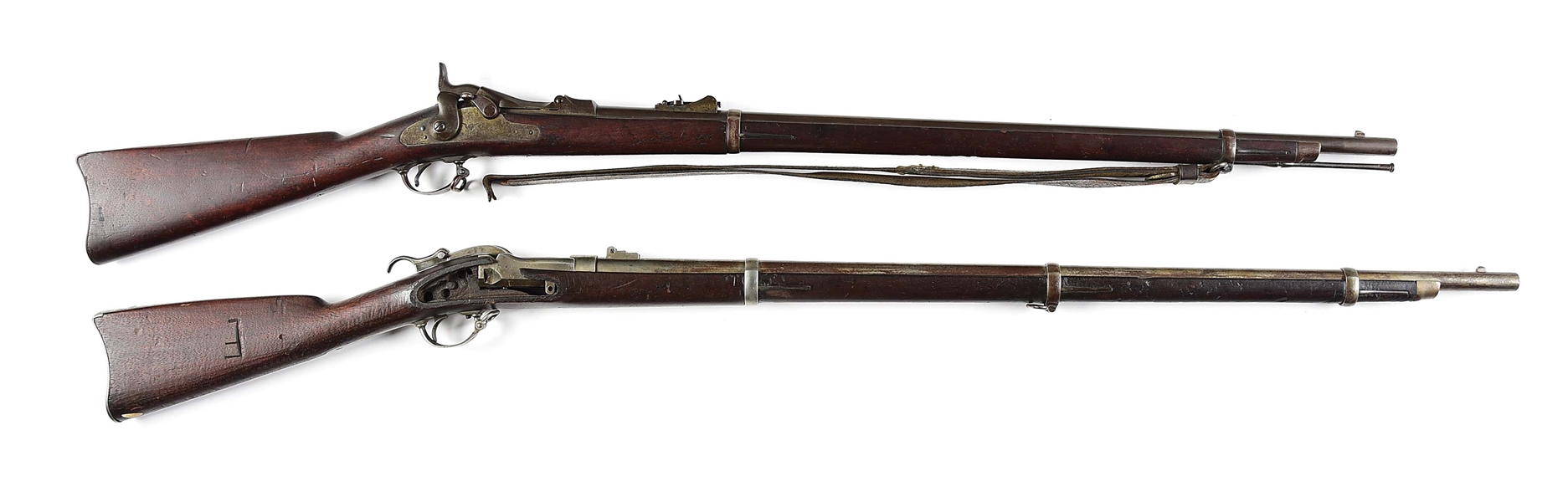 (A) LOT OF 2: SPRINGFIELD 1873 .45-70 TRAPDOOR AND A ROBERTS RIFLE, MISSING PARTS.