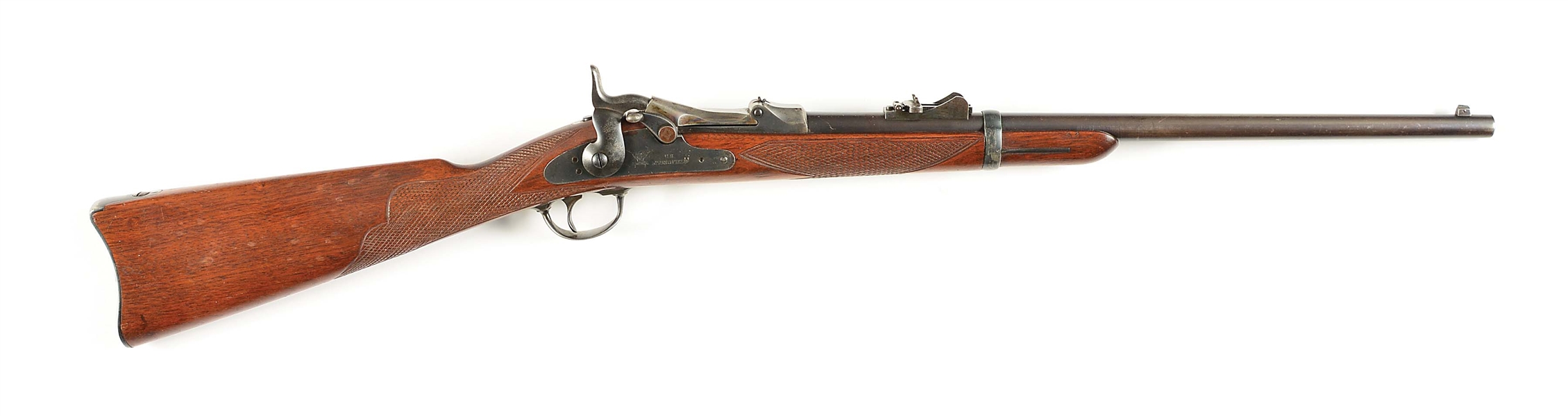 (A) SPRINGFIELD MODEL 1873 TRAPDOOR SINGLE SHOT RIFLE.