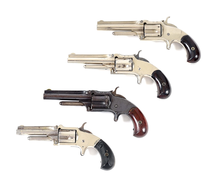(A) LOT OF 4: 3 SMITH & WESSON MODEL 1-1/2 AND 1 MARLIN SINGLE ACTION REVOLVERS.