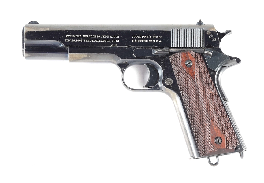 (C) A GOOD AND RARE COLT 1911 .455 ELEY SEMI-AUTOMATIC PISTOL, FROM THE FIRST SHIPMENT TO ENGLAND IN 1915.