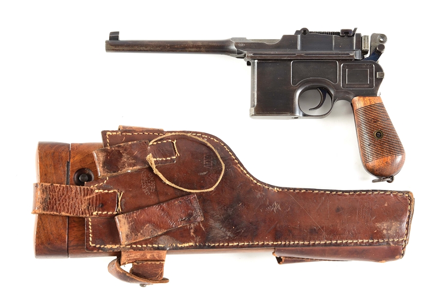 (C) FINE WARTIME COMMERCIAL C-96 MAUSER BROOMHANDLE PISTOL WITH MATCHING STOCK.