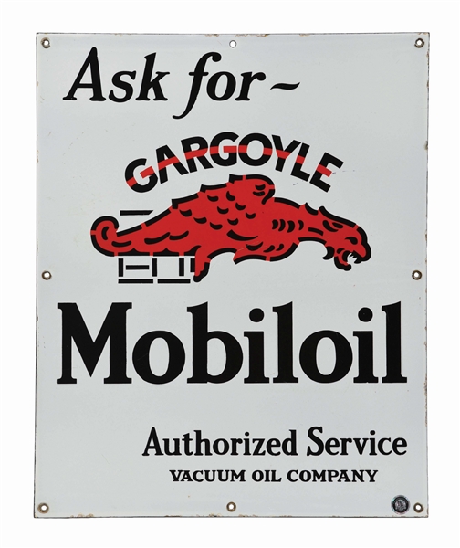 ASK FOR GARGOYLE MOBILOIL PORCELAIN OIL CABINET SIGN.