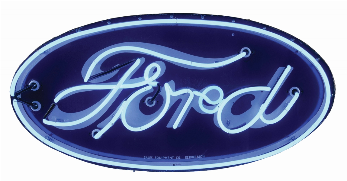 FORD PORCELAIN OVAL NEON SIGN W/ FORD SCRIPT. 