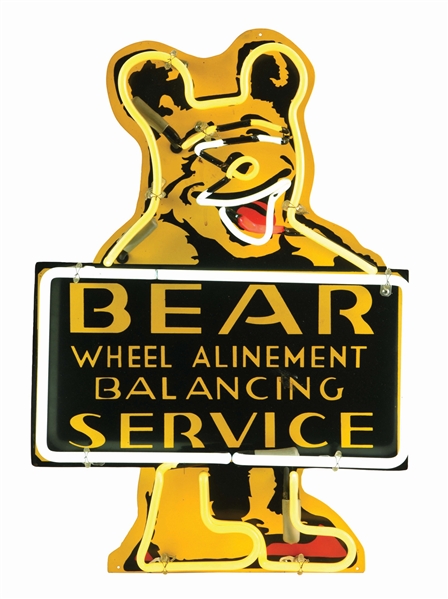 BEAR WHEEL ALINEMENT & BALANCING SERVICE REPRODUCTION NEON SIGN.