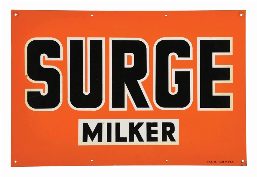 SURGE MILKER NEW OLD STOCK TIN SIGN. 