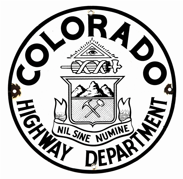 COLORADO HIGHWAY DEPARTMENT PORCELAIN SIGN.