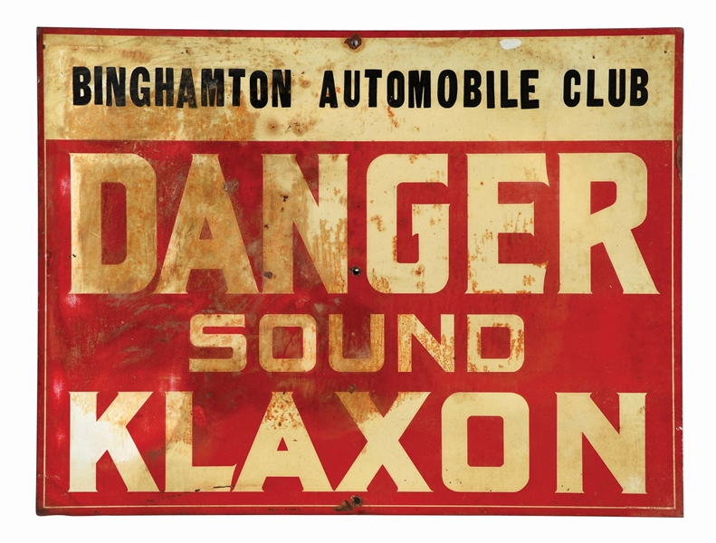 DANGER SOUND KLAXON HORN TIN SIGN. 