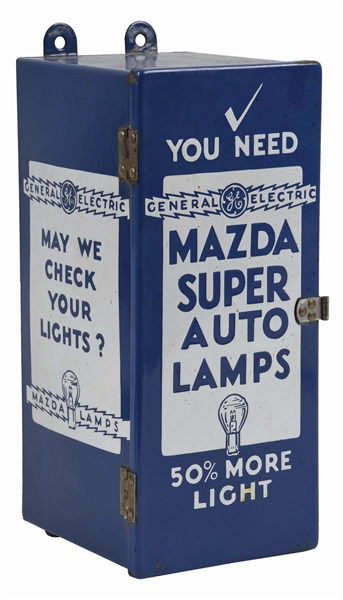 MAZDA SUPER AUTO LAMPS PORCELAIN STORE DISPLAY CABINET. 