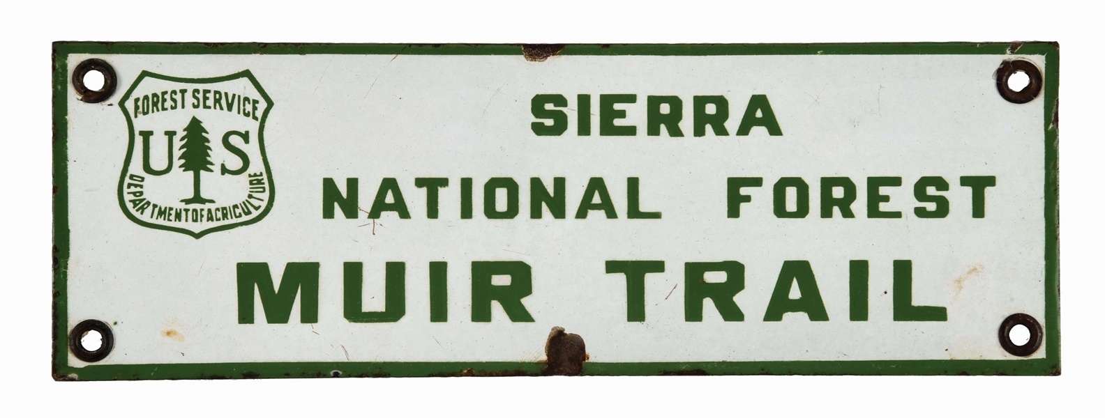 SIERRA NATIONAL FOREST MUIR TRAIL FOREST SERVICE PORCELAIN SIGN. 
