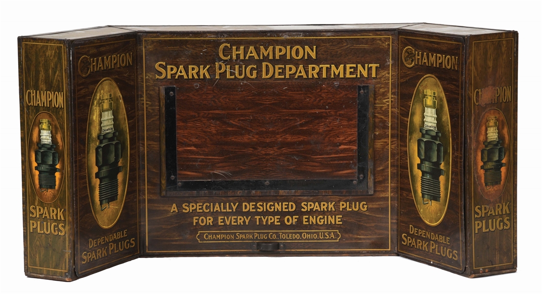 CHAMPION SPARK PLUGS COUNTERTOP STORE DISPLAY PARTS CABINET. 