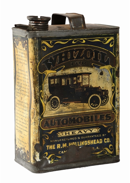 WHIZOIL FOR AUTOMOBILES ONE GALLON CAN W/ EARLY AUTOMOBILE GRAPHIC. 