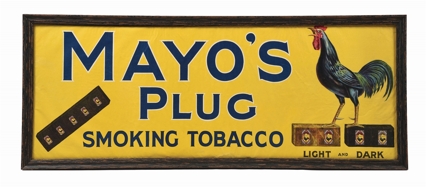 MAYOS PLUG SMOKING TOBACCO FRAMED CLOTH BANNER. 