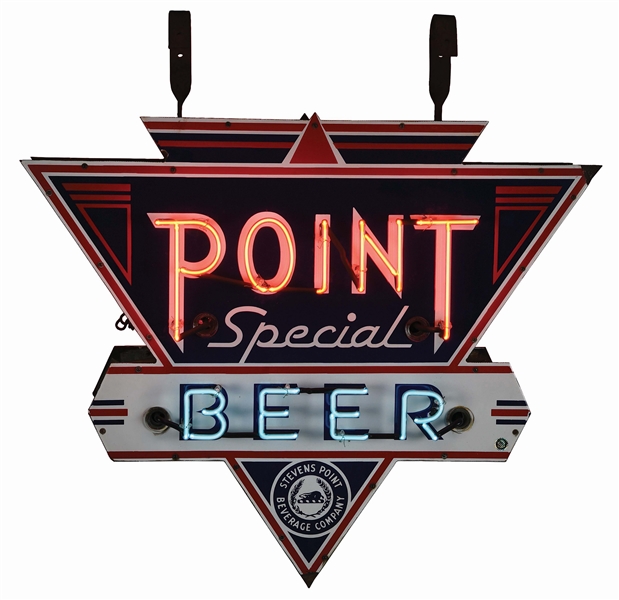 STEVENS POINT BEVERAGE COMPANY POINT SPECIAL BEER DIE CUT NEON SIGN. 