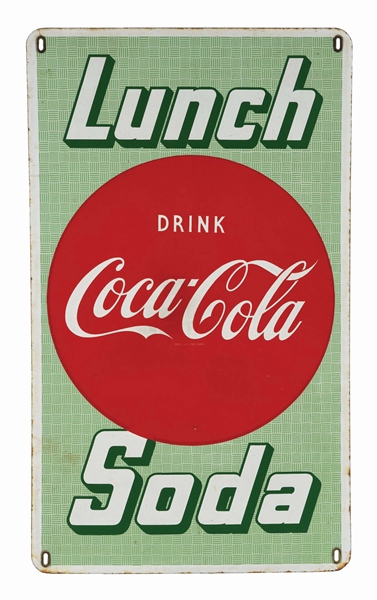 DRINK COCA COLA LUNCH & SODA PORCELAIN SIGN. 