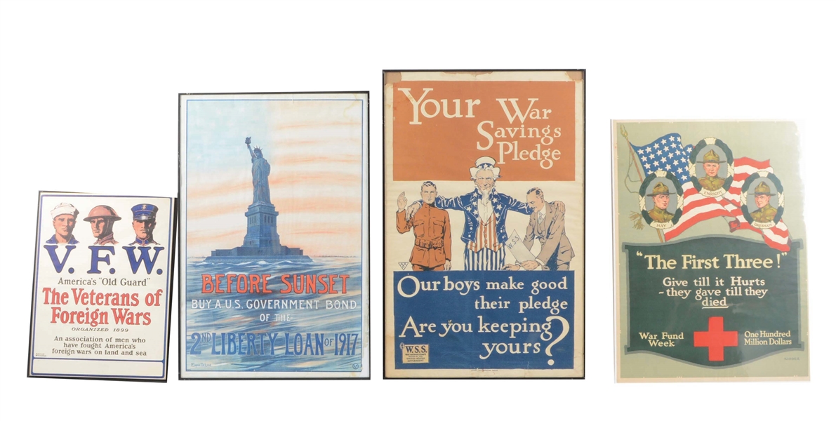 LOT OF 6: WORLD WAR I POSTERS/BANNER.