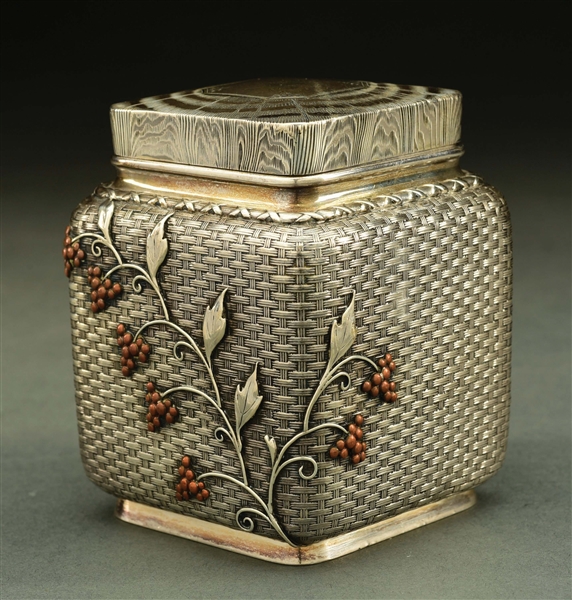 WHITING STERLING TEA CADDY.