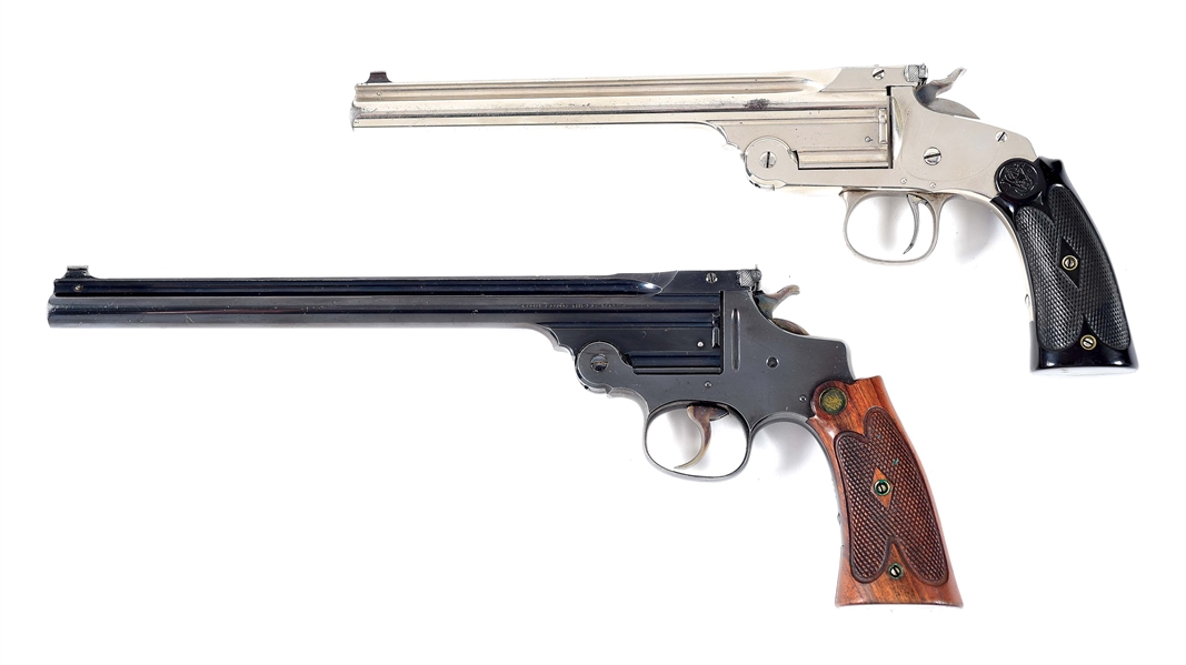 (A&C) PAIR OF RARE SMITH & WESSON MODEL 1891 SINGLE SHOT .22 TARGET PISTOLS.
