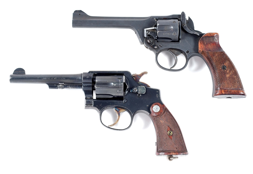 (C) LOT OF TWO: PAIR OF BRITISH CONTRACT REVOLVERS FOR WORLD WAR II ISSUE.