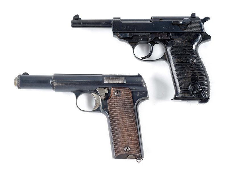 (C) LOT OF TWO: TWO WORLD WAR II SEMI-AUTOMATIC PISTOLS, WALTHER P38 AND ASTRA MODEL 600/43.