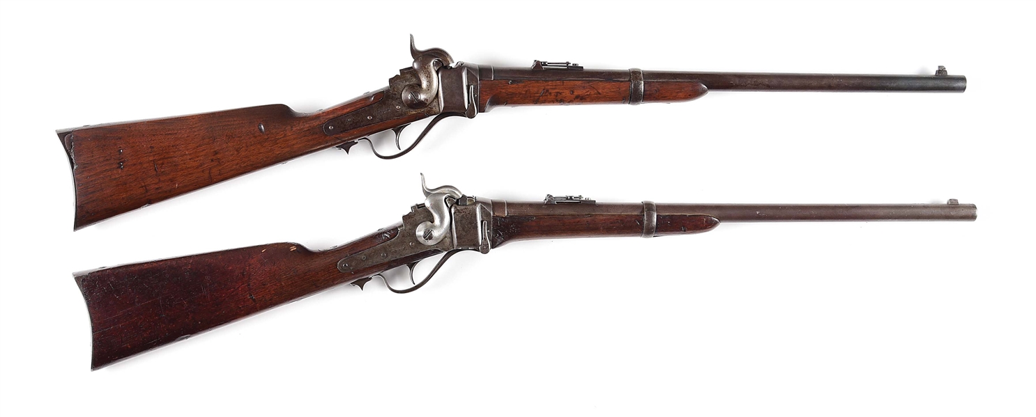 (A) LOT OF 2: SHARPS NEW MODEL 1863 PERCUSSION AND SHARPS 1868 CONVERSION SINGLE SHOT RIFLES.