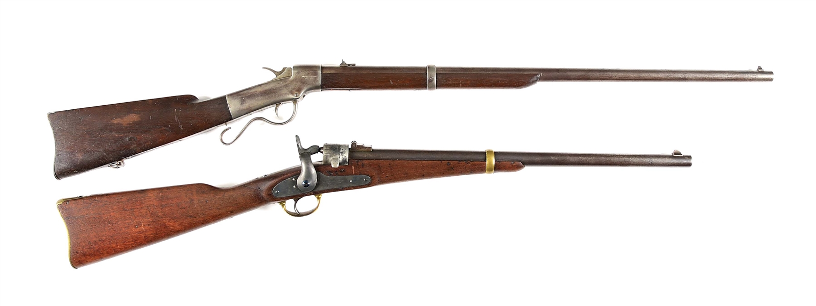 (A) LOT OF TWO SINGLE SHOT RIFLES: BALL & WILLIAMS RIFLE AND JOSLYN CARBINE 