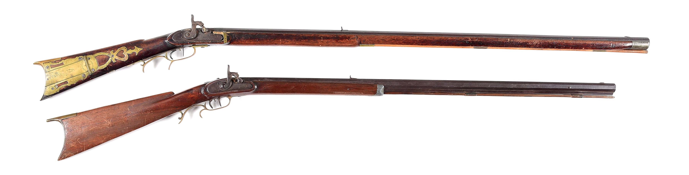 (A) LOT OF 2: UNKNOWN KENTUCKY PERCUSSION RIFLES.