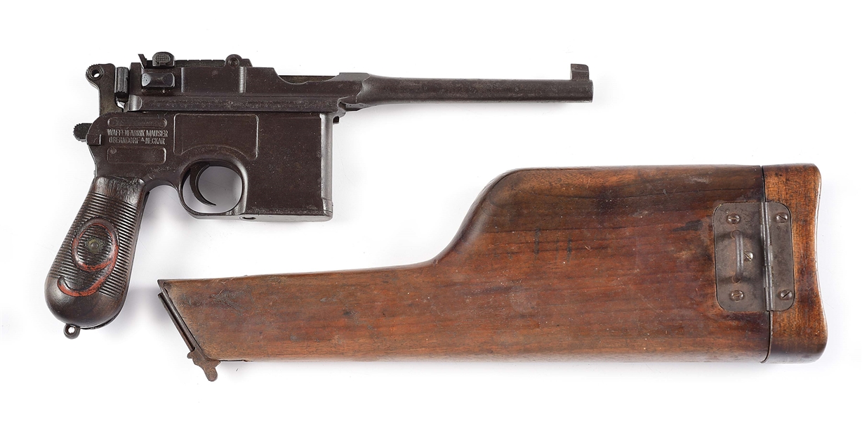 (C) SCARCE AND DESIRABLE MAUSER C96 "RED NINE" SEMI-AUTOMATIC PISTOL WITH STOCK.