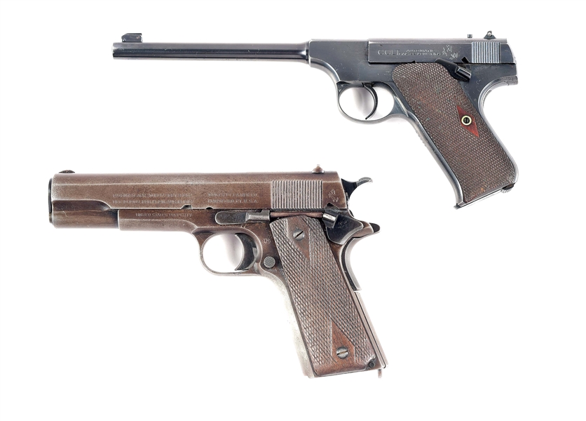 (C) LOT OF TWO: COLT PRE-WOODSMAN TARGET AND COLT 1911 SEMI AUTOMATIC PISTOLS.