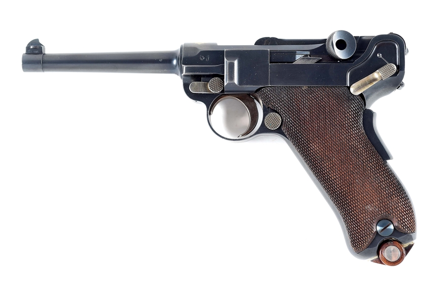 (C) MATCHING DWM MODEL 1900 SWISS MILITARY CONTRACT LUGER SEMI-AUTOMATIC PISTOL WITH HOLSTER.