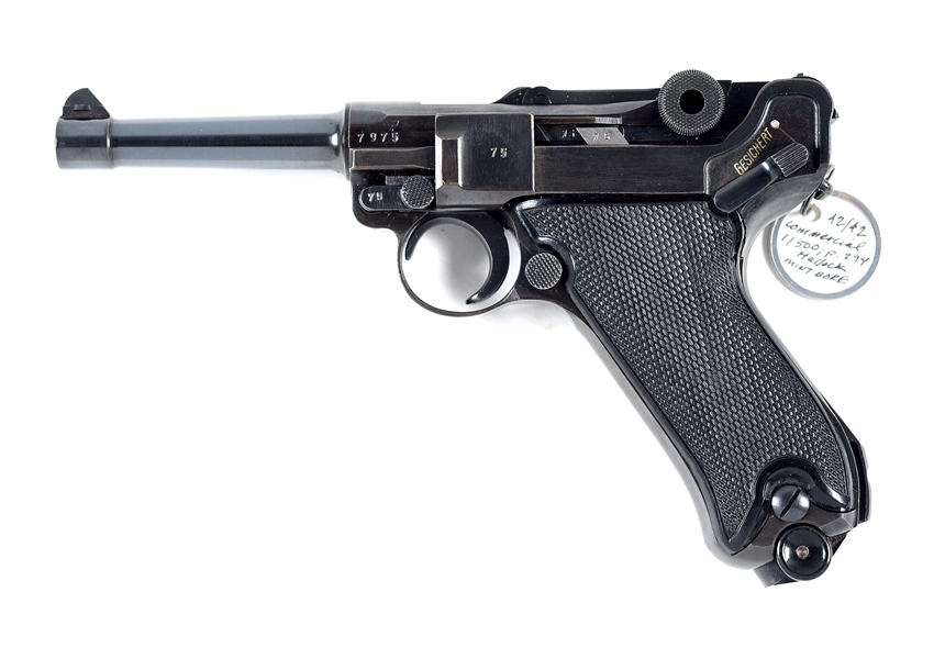 (C) INTERESTING MAUSER 42 CODED & DATED COMMERCIAL P.08 SEMI-AUTOMATIC PISTOL.