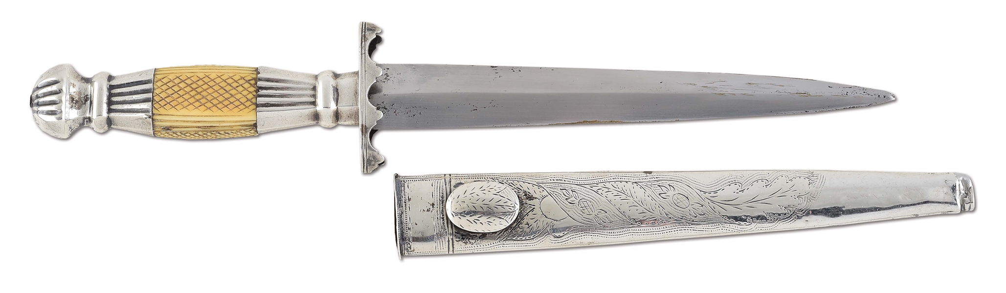 AMERICAN SILVER-MOUNTED NAVAL DIRK WITH SCABBARD.