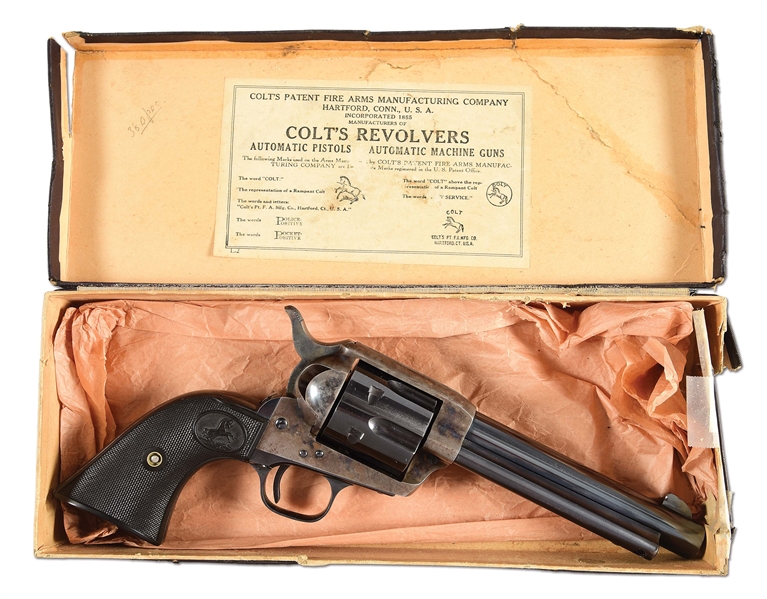 (C) FIRST GENERATION COLT SINGLE ACTION ARMY .38 SPECIAL REVOLVER WITH BOX.
