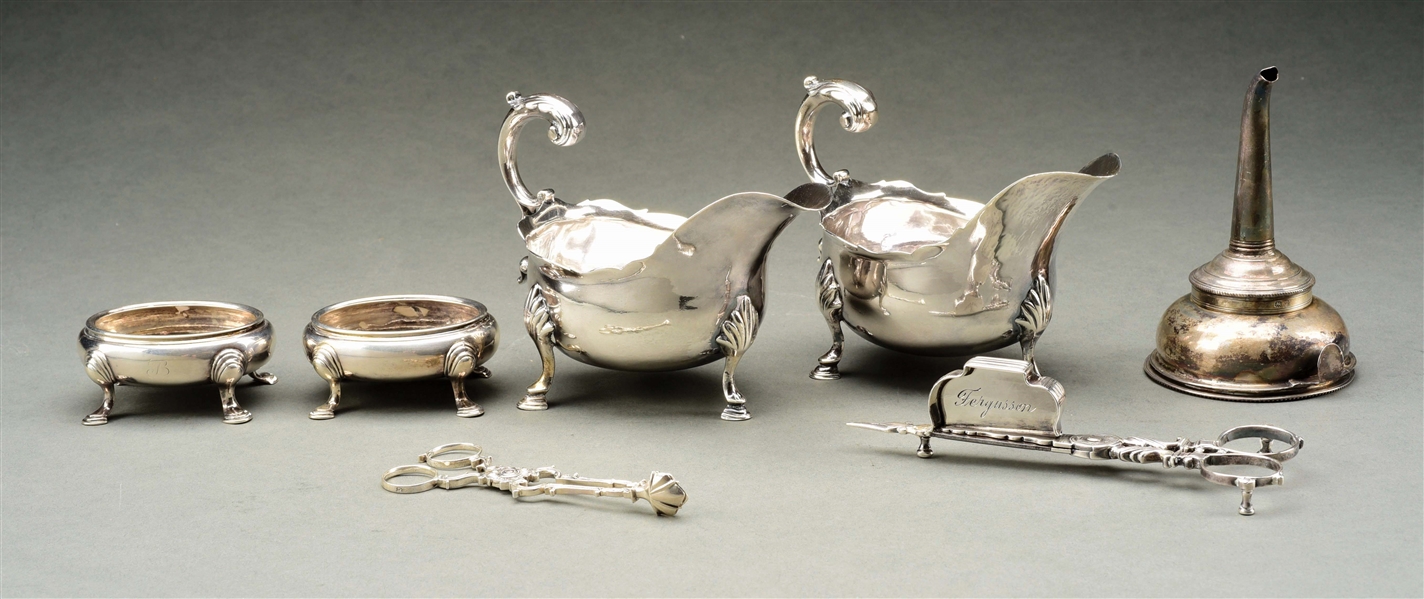 A GROUP OF ENGLISH SILVER TABLE ARTICLES.