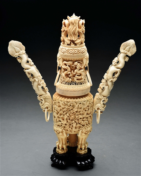 HAND-CARVED ELEPHANT IVORY SCULPTURE.