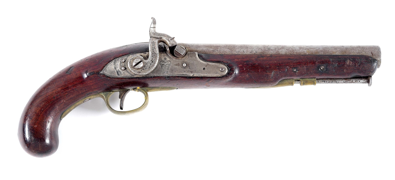(A) BRITISH 1796 PATTERN HEAVY DRAGOON PISTOL, CONVERTED TO PERCUSSION.