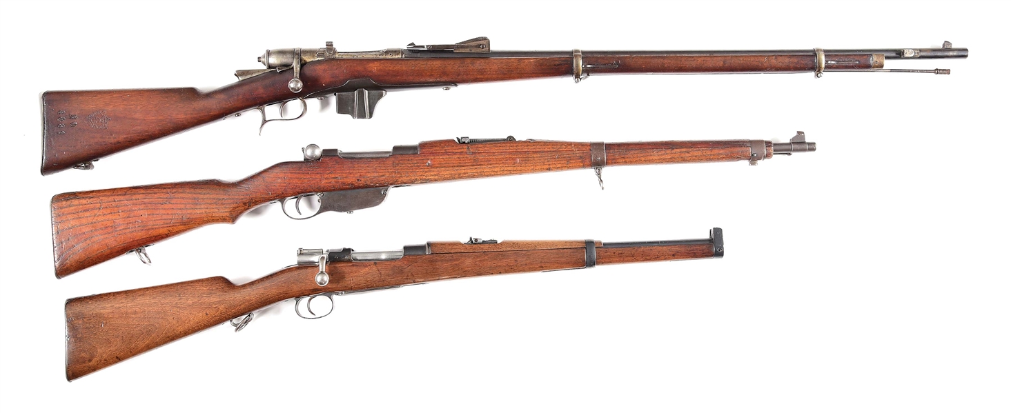 (C+A) LOT OF 3: VETTERLI VITALI M1870/87, YUGOSLAVIAN M95M, & SPANISH MAUSER MODEL 1895 CARBINE.