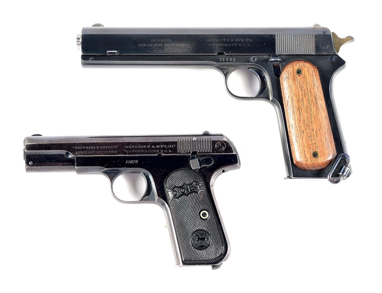 (C) LOT OF TWO: COLT 1902 AND 1903 SEMI AUTOMATIC PISTOLS.