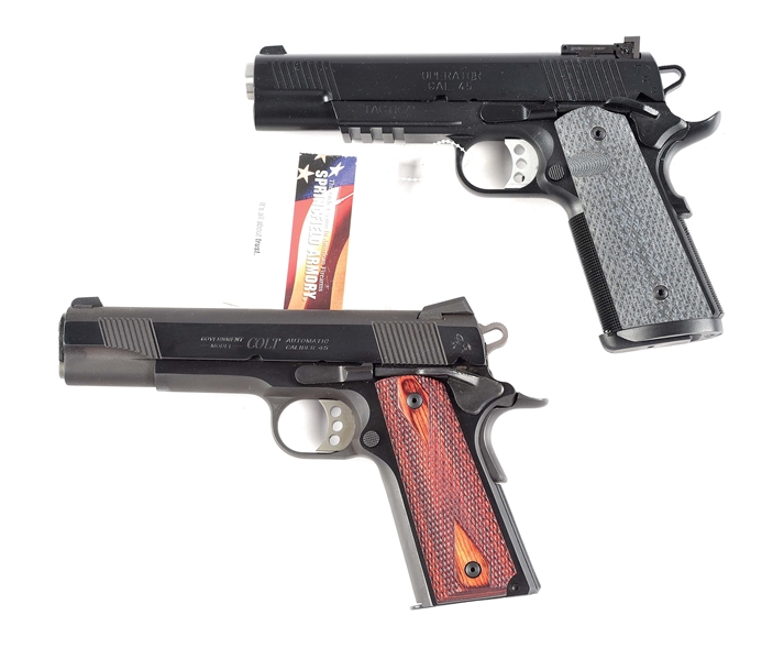 (M) LOT OF TWO SPRINGFIELD AND COLT MODEL 1911A1 SEMI AUTOMATIC PISTOLS 